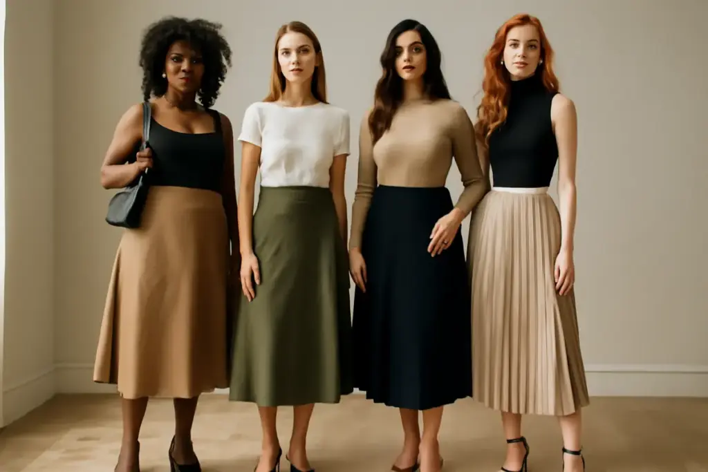 Lookbook gonne midi: scopri perché valorizzano ogni fisicità senza sforzo